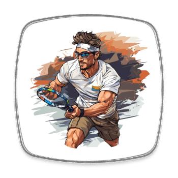 Tennis Player - Illustration - Square fridge magnet - white - Front