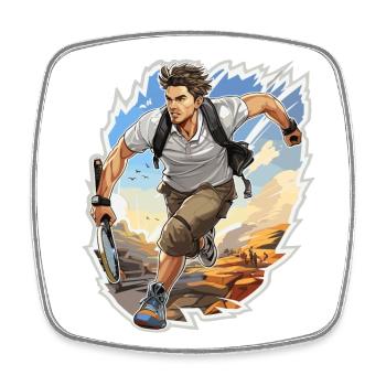 Tennis Player - Illustration - Square fridge magnet - white - Front