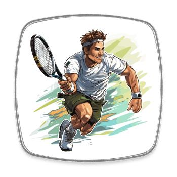 Joueur de tennis - Illustration - Magnet carré - blanc - Devant