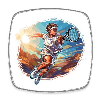 Joueur de tennis - Illustration - Magnet carré - blanc - Devant