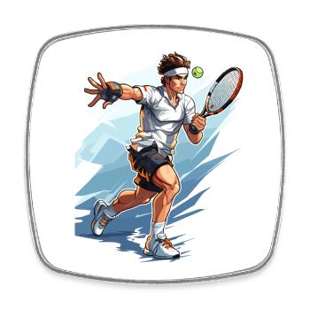 Joueur de tennis - Illustration - Magnet carré - blanc - Devant