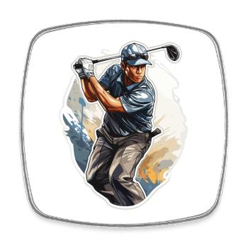 Golf Spieler - Illustration - Viereckiger Kühlschrankmagnet - Weiß - Vorne
