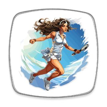 Tennis player - illustration - Square fridge magnet - white - Front
