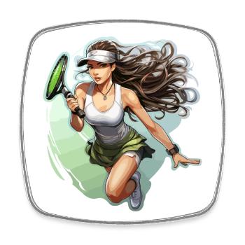 Tennis player - illustration - Square fridge magnet - white - Front