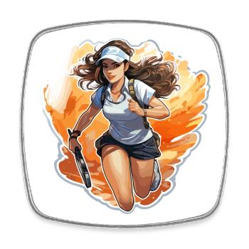 Tennis player - illustration - Square fridge magnet - white - Front
