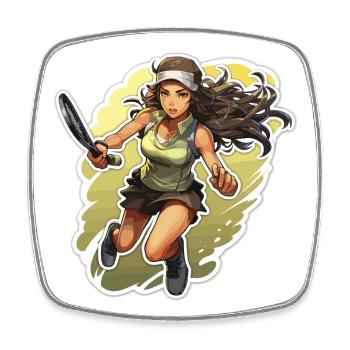 Tennis player - illustration - Square fridge magnet - white - Front