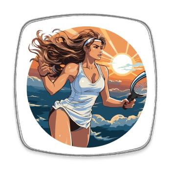 Tennis player - illustration - Square fridge magnet - white - Front