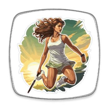 Tennis player - illustration - Square fridge magnet - white - Front