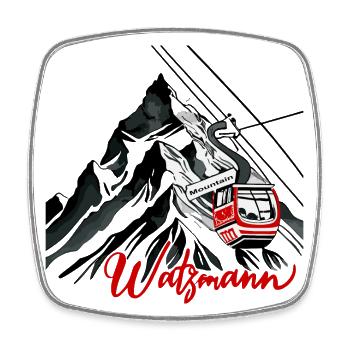 Watzmann Cable Car Mountain Romance Panorama - Square fridge magnet - white - Front