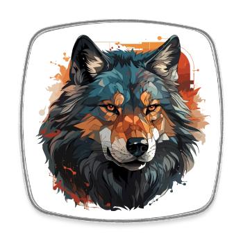 Wolf - Illustration - Viereckiger Kühlschrankmagnet - Weiß - Vorne
