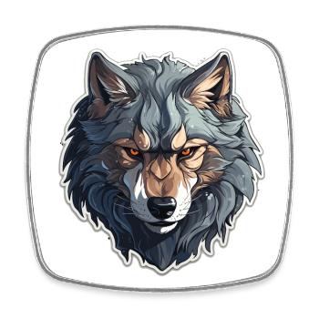 Wolf - Illustration - Viereckiger Kühlschrankmagnet - Weiß - Vorne