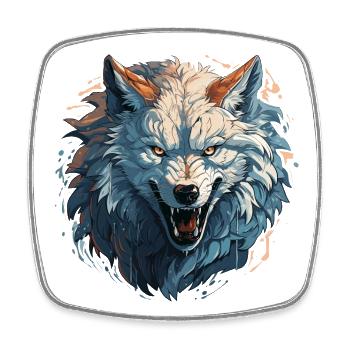 Wolf - Illustration - Viereckiger Kühlschrankmagnet - Weiß - Vorne