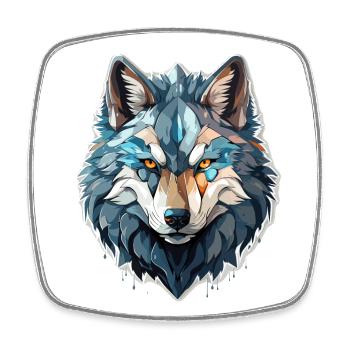 Wolf - Illustration - Viereckiger Kühlschrankmagnet - Weiß - Vorne