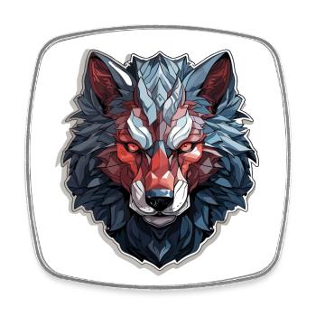 Wolf - Illustration - Viereckiger Kühlschrankmagnet - Weiß - Vorne