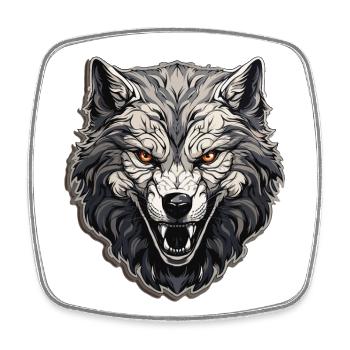 Wolf - Illustration - Square fridge magnet - white - Front