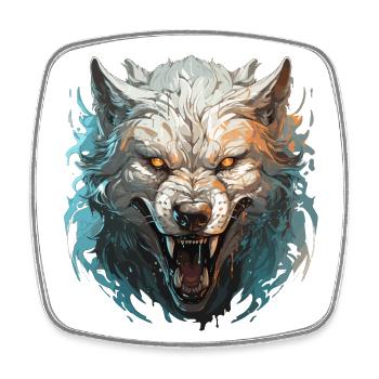 Wolf - Illustration - Viereckiger Kühlschrankmagnet - Weiß - Vorne