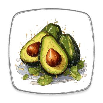 Avocado - Illustration - Viereckiger Kühlschrankmagnet - Weiß - Vorne