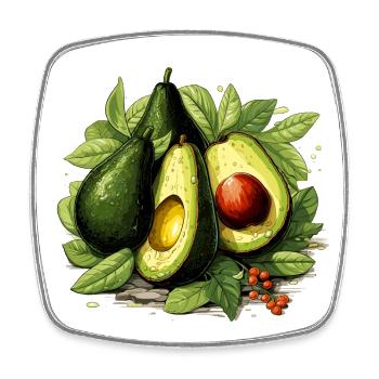 Avocado - Illustration - Viereckiger Kühlschrankmagnet - Weiß - Vorne