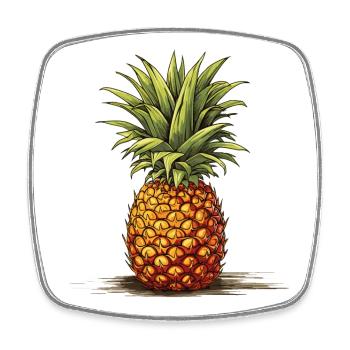 Pineapple - illustration - Square fridge magnet - white - Front
