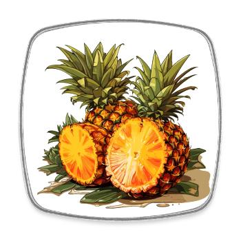 Pineapple - illustration - Square fridge magnet - white - Front