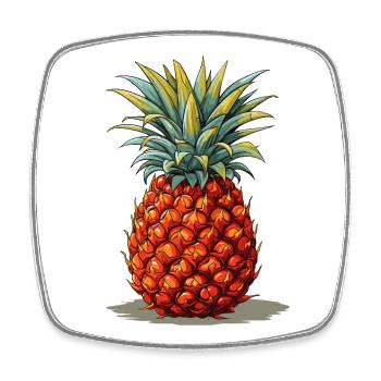 Pineapple - illustration - Square fridge magnet - white - Front