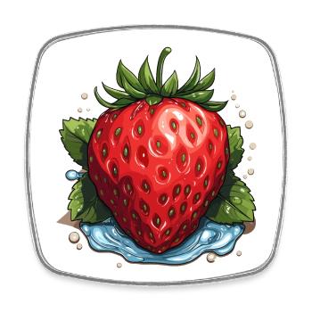 Fraise - illustration - Magnet carré - blanc - Devant