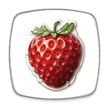 Fraise - illustration - Magnet carré - blanc - Devant
