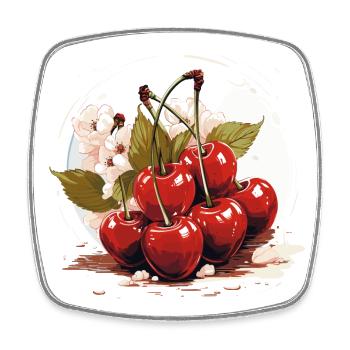 Cherry - illustration - Square fridge magnet - white - Front