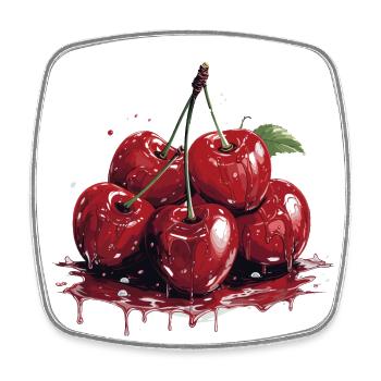 Cherry - illustration - Square fridge magnet - white - Front