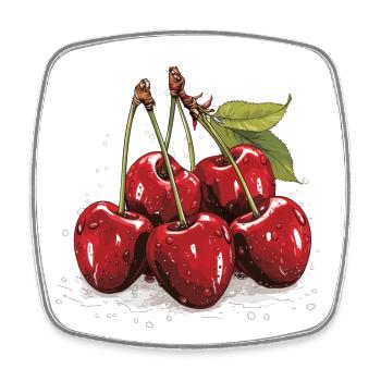 Cherry - illustration - Square fridge magnet - white - Front