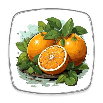Orange - Illustration - Magnet carré - blanc - Devant