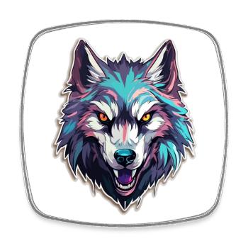 Wolf - Illustration - Viereckiger Kühlschrankmagnet - Weiß - Vorne