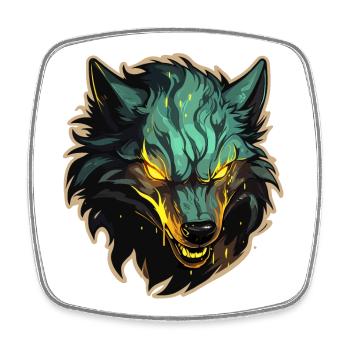 Wolf - Illustration - Viereckiger Kühlschrankmagnet - Weiß - Vorne