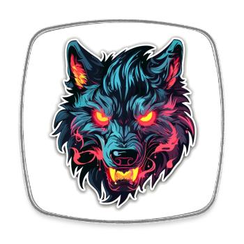 Wolf - Illustration - Viereckiger Kühlschrankmagnet - Weiß - Vorne