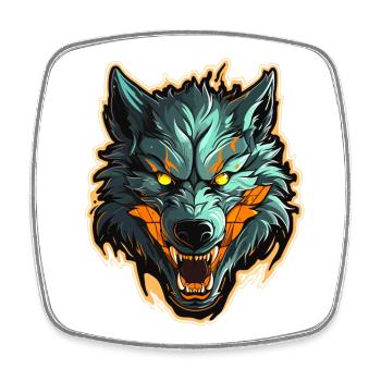 Wolf - Illustration - Viereckiger Kühlschrankmagnet - Weiß - Vorne