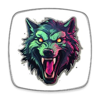 Wolf - Illustration - Viereckiger Kühlschrankmagnet - Weiß - Vorne