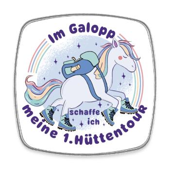 Einhorn - meine 1. Hüttentour - Wandern mit Kind - Viereckiger Kühlschrankmagnet - Weiß - Vorne