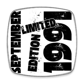 SEPTEMBER 1991 LIMITIERTE AUFLAGE - Viereckiger Kühlschrankmagnet - Weiß - Vorne