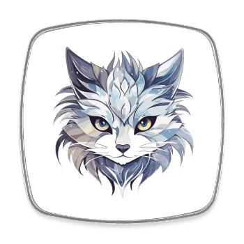 Chat - illustration - Magnet carré - blanc - Devant