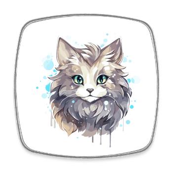 Chat - illustration - Magnet carré - blanc - Devant
