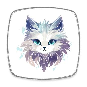 Chat - illustration - Magnet carré - blanc - Devant