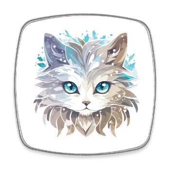 Chat - illustration - Magnet carré - blanc - Devant