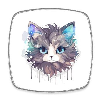 Chat - illustration - Magnet carré - blanc - Devant