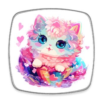Chat - illustration - Magnet carré - blanc - Devant