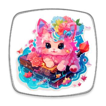 Katze - Illustration - Viereckiger Kühlschrankmagnet - Weiß - Vorne