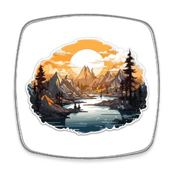 Paysage - Illustration - Magnet carré - blanc - Devant