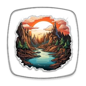 Paysage - Illustration - Magnet carré - blanc - Devant