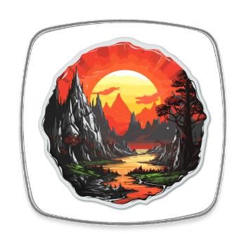 Paysage - Illustration - Magnet carré - blanc - Devant