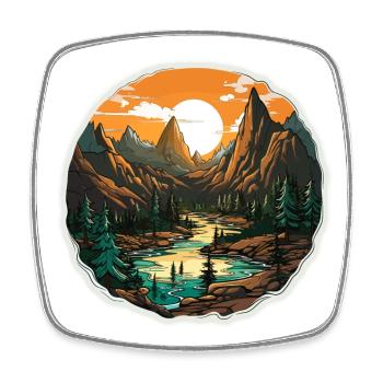 Landscape - Illustration - Square fridge magnet - white - Front