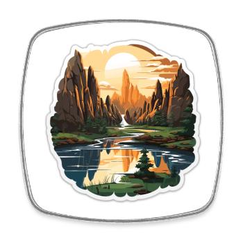 Landscape - Illustration - Square fridge magnet - white - Front